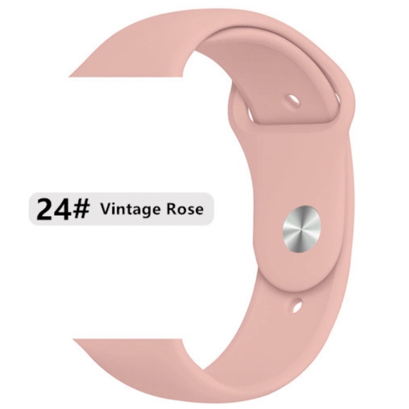 NEW 64 COLORS: Silicone Apple Watch Band - ROSE - Picture 1 of 3